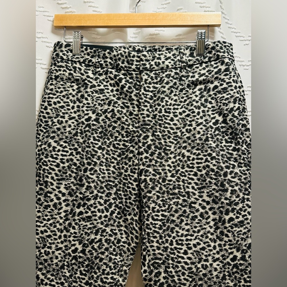 Banana Republic Sloan-fit Metallic Black & Silver Leopard Pants Size 6 Petite